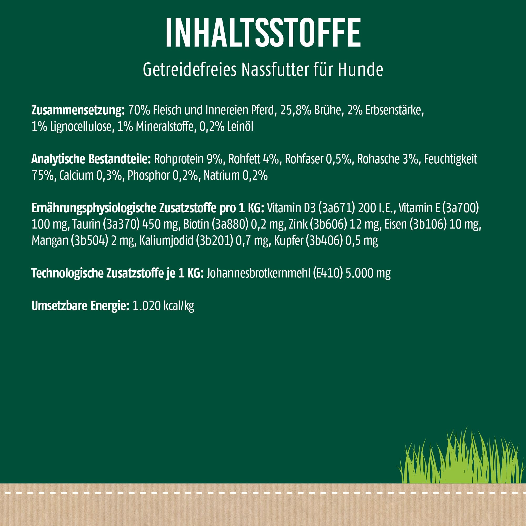 Christopherus Genuss PUR Getreidefreies Nassfutter für Hunde, Singleprotein, Pferd, Vollnahrung, 6 x 400 g Dosen