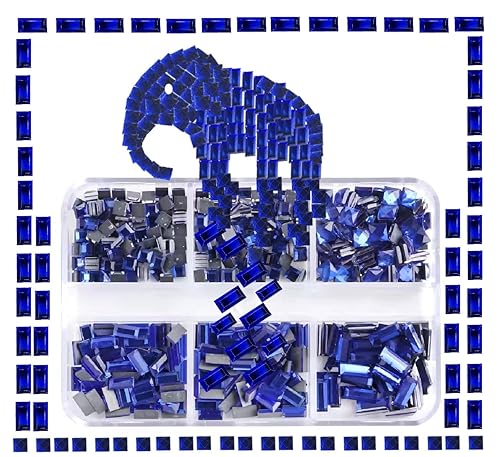 Miniatura 2 de 516 diamantes de imitación no termofijos, 4 tamaños, zafiro, parte trasera plana, diamantes de imitación rectangulares de cristal transparente,