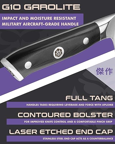 Vista 58 de KESSAKU Nakiri - Cuchillo de 7 pulgadas - Serie Dynasty - Cuchillo asiático para verduras - Cuchillo de cocina afilado - ThyssenKrupp forjado