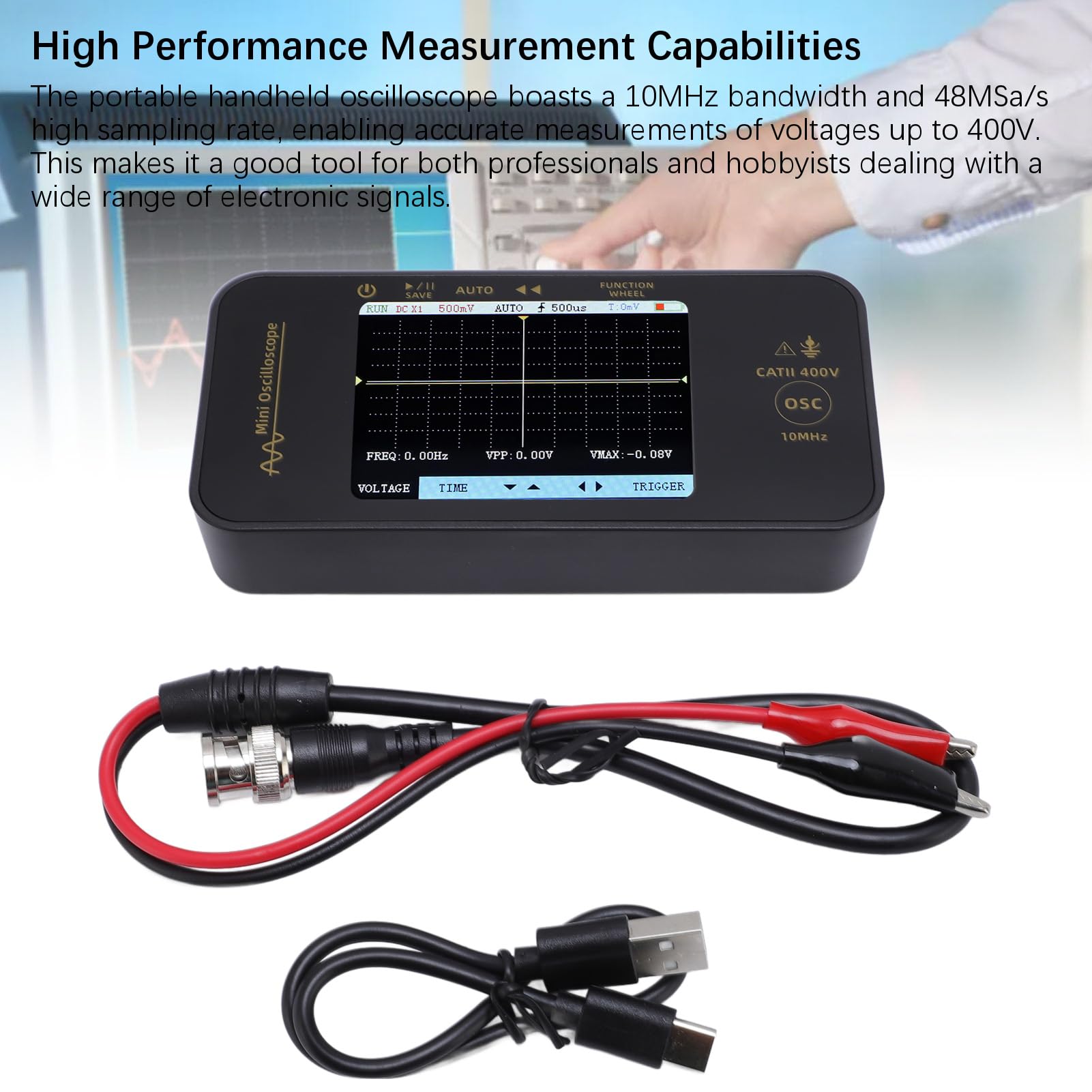 Oscilloscopio Digitale Portatile Display a Colori Portatili 10MHz per Professionisti e Hobbisti