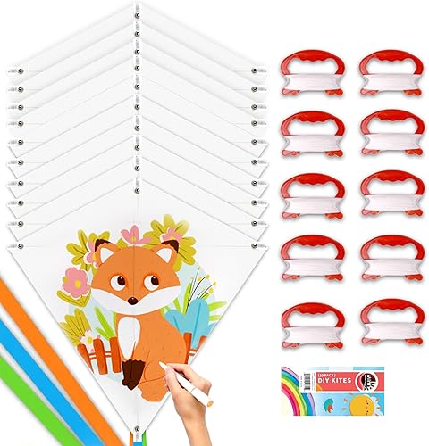 Cometas DIY para niños Kit de fabricación de cometas al por mayor, paquete de fiesta de decoración y colorear, kits de cometas de diamante blanco