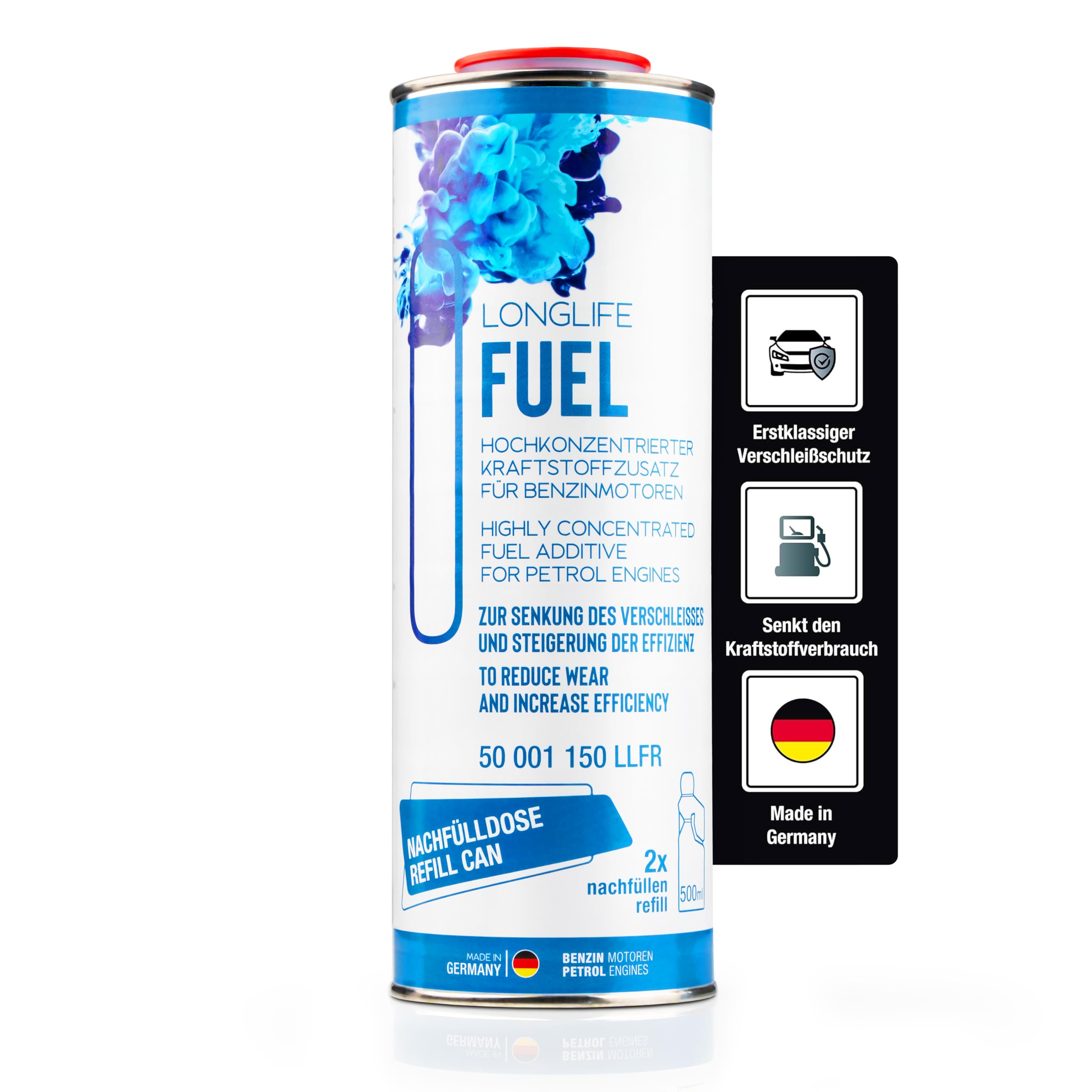 LIFETIME Longlife Fuel - Benzin Additiv für 1.000l Kraftstoff | Motorreiniger Benzin | Benzin Reiniger für alle Otto Benzin Motoren | Motorsystemreiniger Benzin | 1000 ml