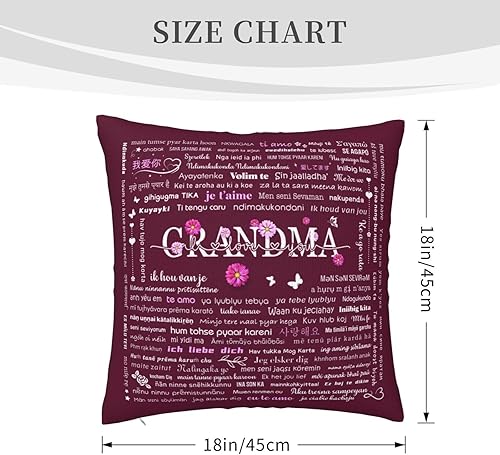 Miniatura 4 de Regalos de Navidad para abuela, fundas de almohada con texto en inglés "I Love You Grandma In 100 Languages 18" x 18", regalos de cumpleaños para la