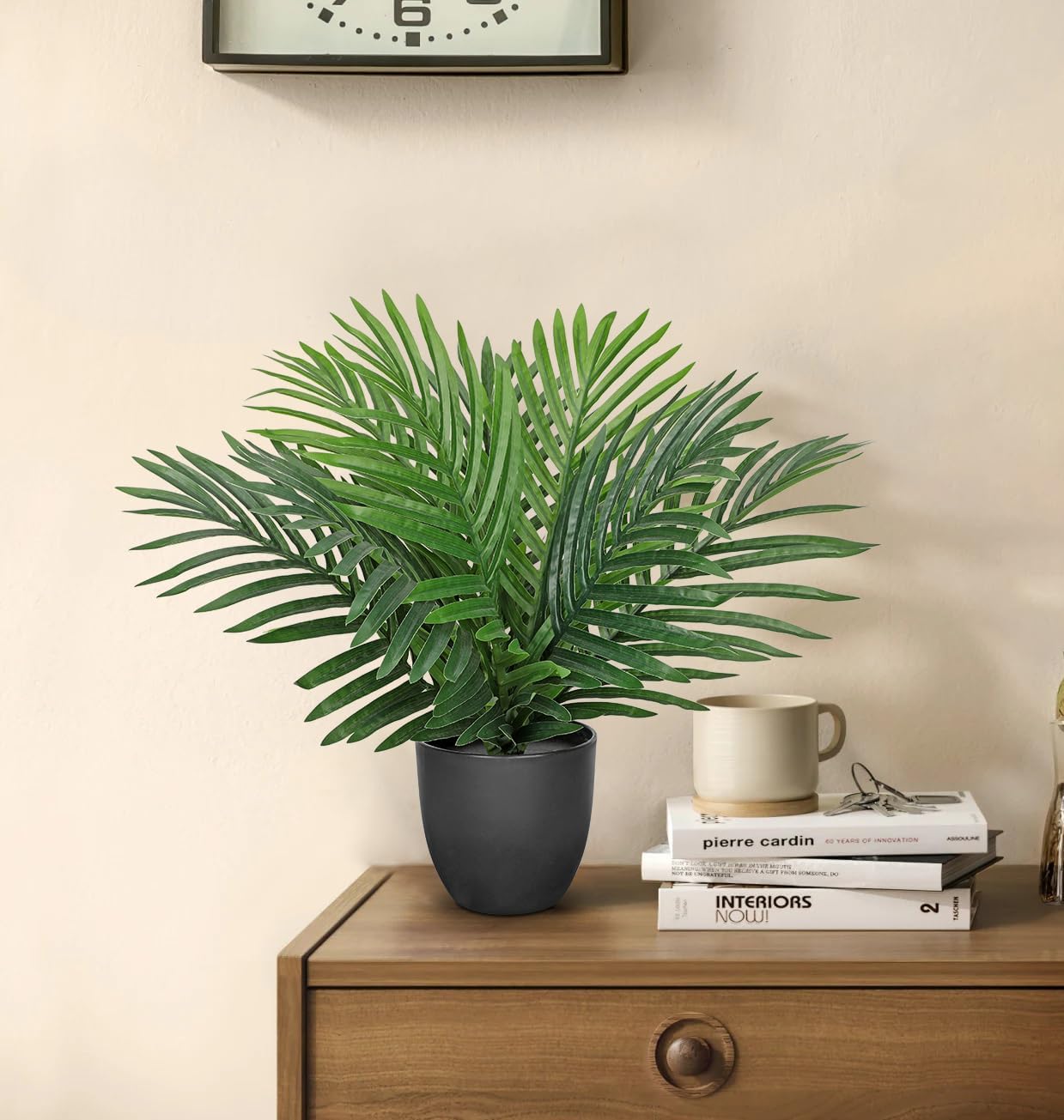 17” Artificial Palm Tree Indoor Palm Plant Faux Potted Plants Indoor Fake Tropical Palm Tree Silk Plants for Home Office Decor