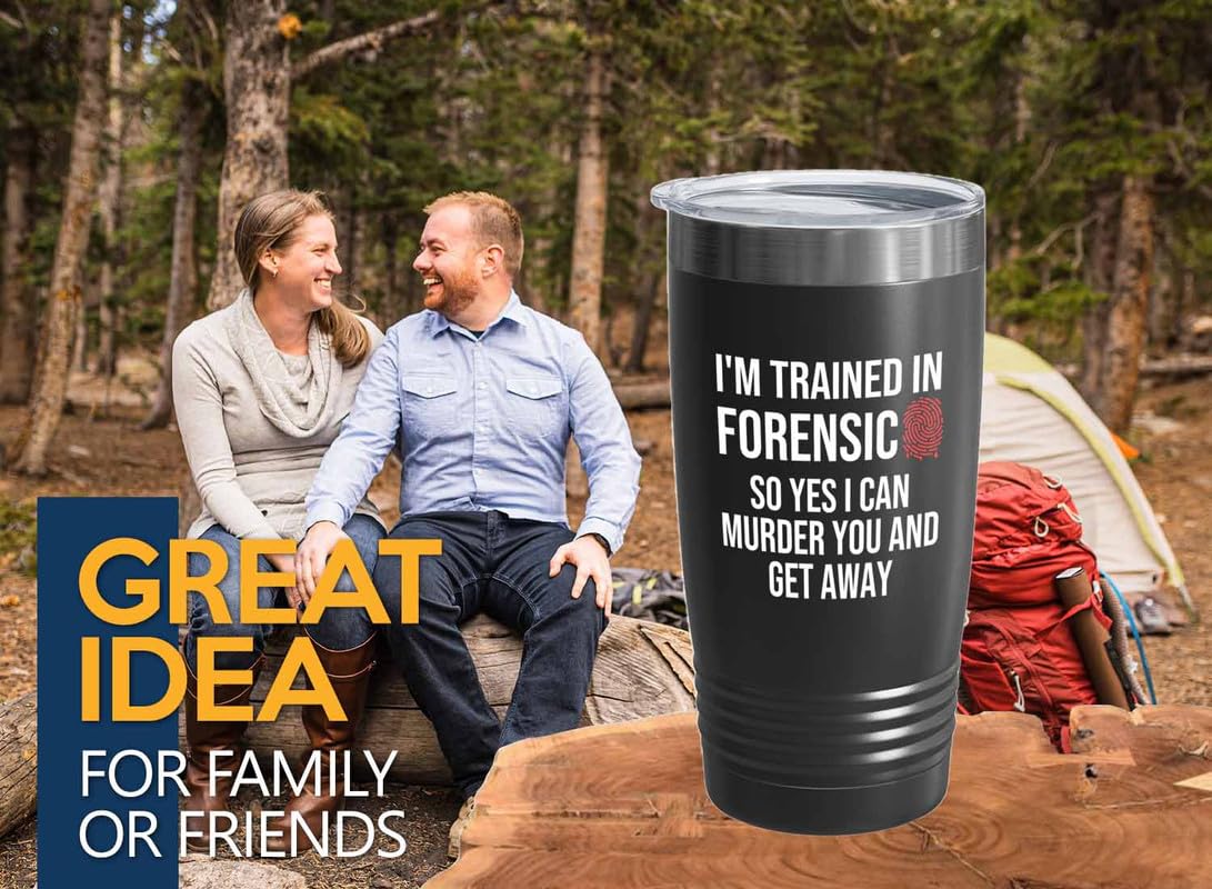 Forensic Black Edition Ringneck Tumbler 20oz - Trained In Forensic - Forensics Anthropologist Pathologist DNA Analysts Forensic Scientist Professor Gift