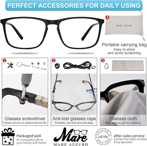 Miniatura 6 de MARE AZZURO Lentes de lectura con bloqueo de luz azul + 2.5 para hombre de diseño flexible para lectores 1.0 1.25 1.5 1.75 2.0 2.25 2.5 2.75 3.0 3.5