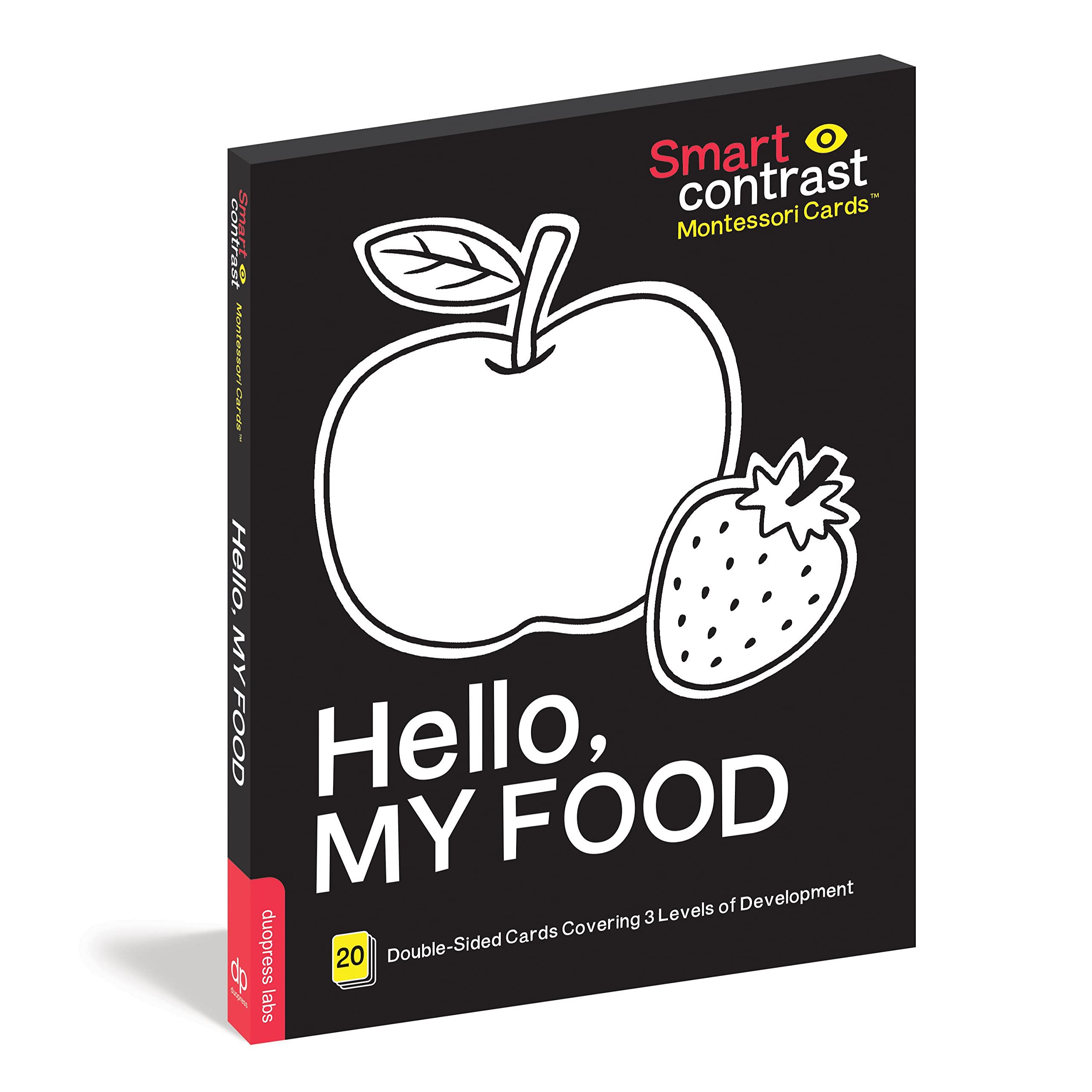 Smartcontrast Montessori Cards(R) Hello, My Food: 20 large-size high-contrast cards perfect for your child's brain development.