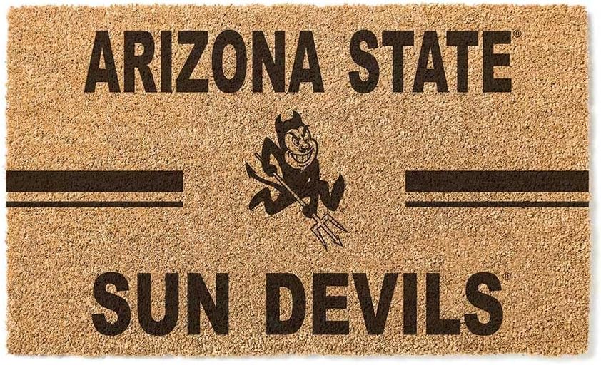 KH Sports Fan Logo Coir, 18x30 Inches, Outdoor Rug Display Your Team Spirit with This Unique Arizona State Sun Devils Doormat, One Size, Multi