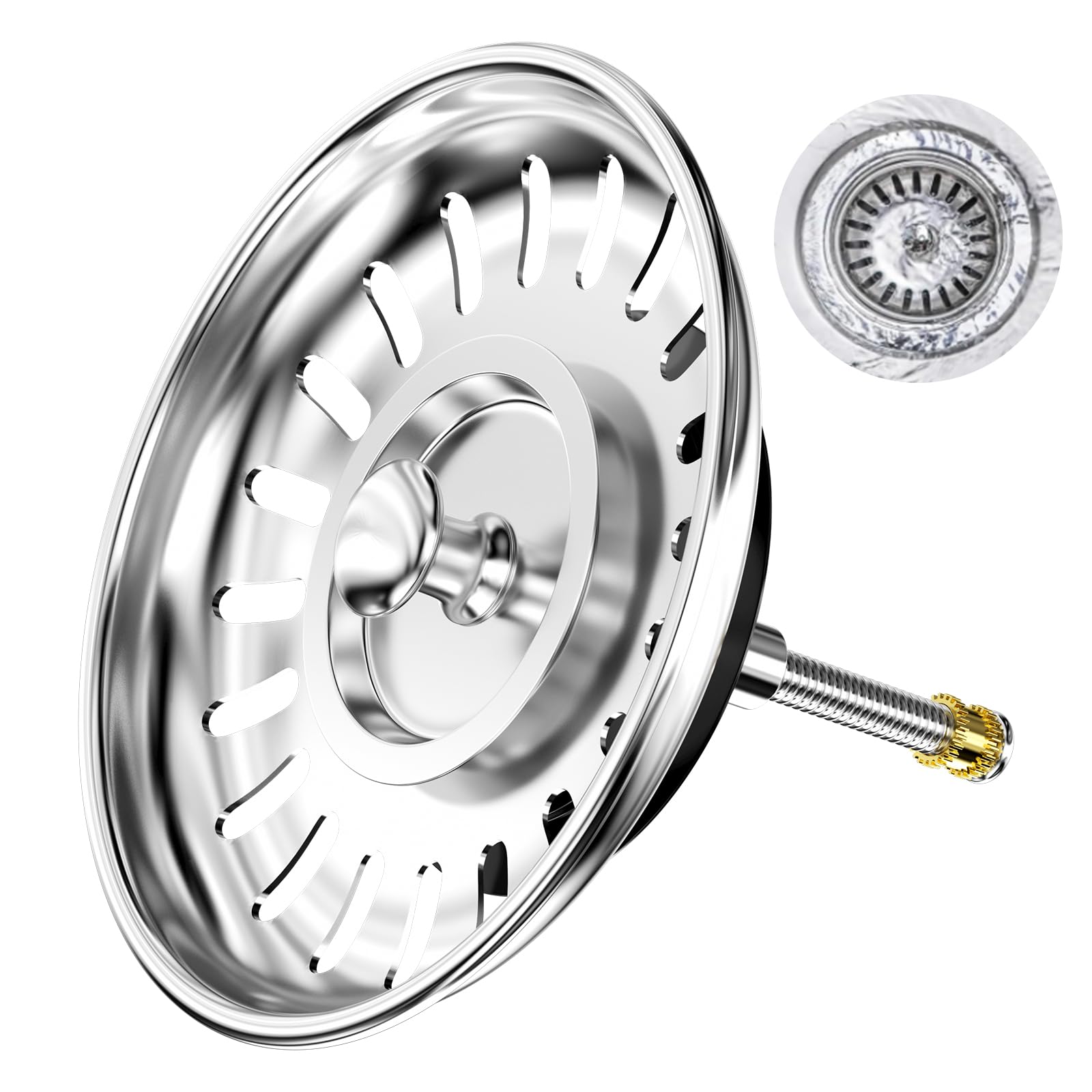 Bouchon De Lavabo Universel Réglable En Hauteur - Acier Inoxydable, Pour évier De Cuisine