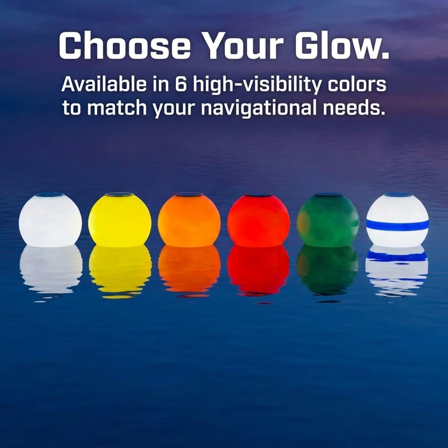 DUNNRITE Solar Powered Self-Illuminating LED Marker Buoy with Light Engine, 14" Diameter, Choose from Six Colors