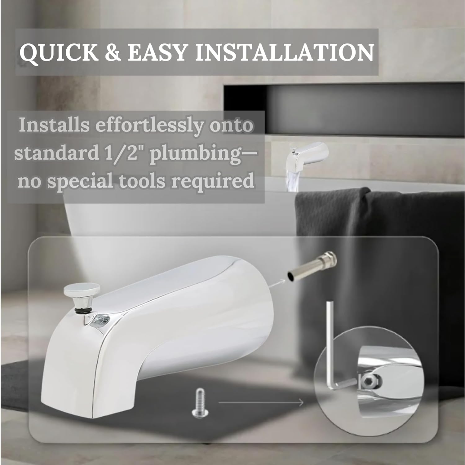 Westbrass A311-05 5-1/2" Reach Brass Wall Mount Tub Spout with Nose Diverter, Polished Nickel