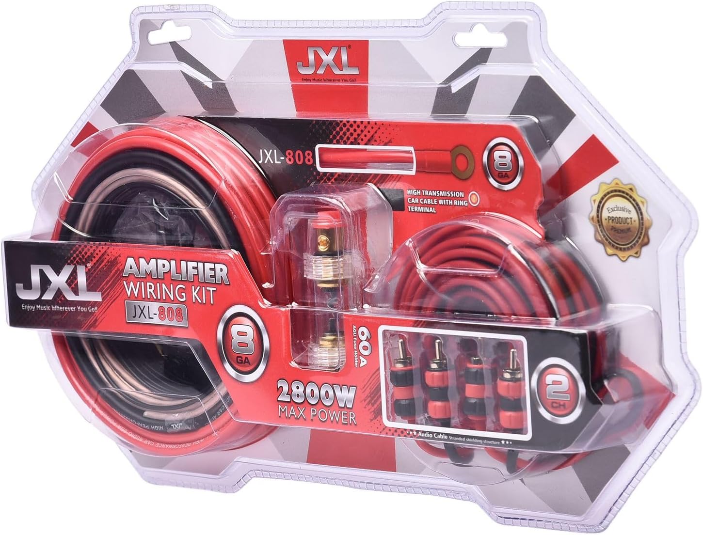 JXL 808 Amplifier Wiring Kit for Amps and Bass Tube 2800 W MAX Power 8 Gauge
