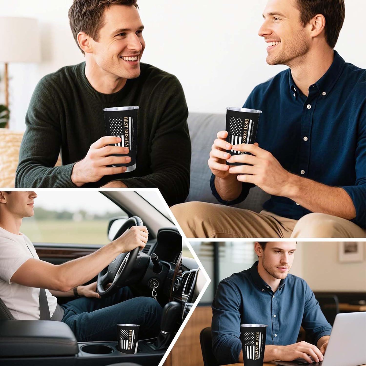 Boss Gifts for Men, Best Boss Ever Coffee Mugs, Birthday Gifts for Bosses Travel Mug, 20oz Coffee Tumbler, Gift for Male Coworker Coffee Mugs - Image 3
