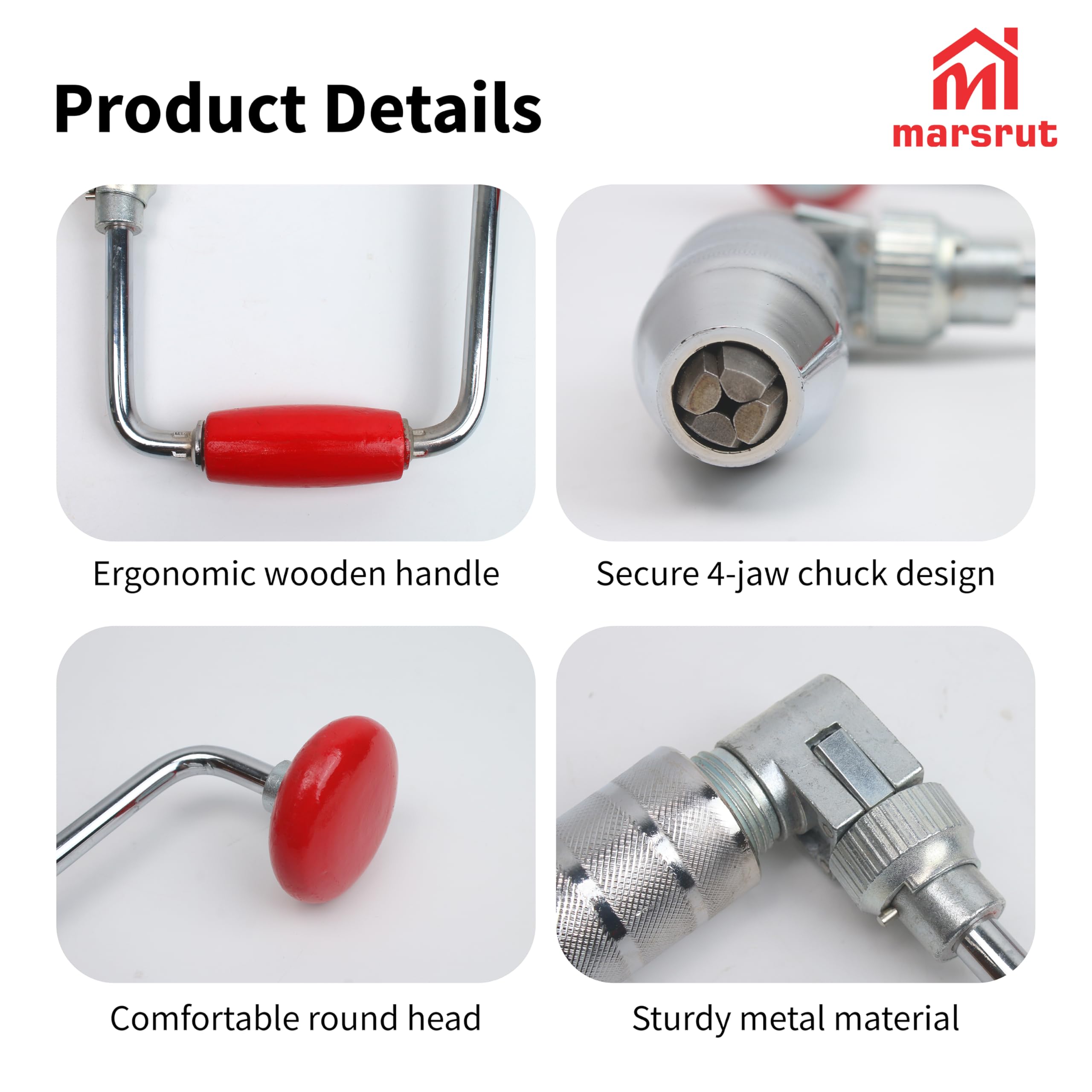 Manual Hand Drill Kit - Woodworking Brace Tool -4