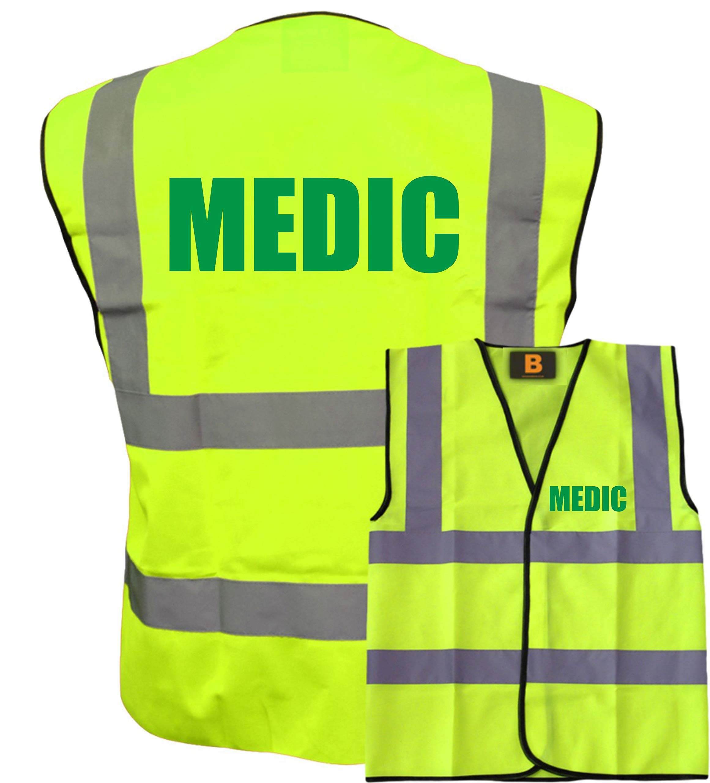 Brook Hi Vis Uk Unisex Yellow Medic Hi Vis Viz Safety Vest Waistcoat, Reflective High Visibility En471 Bs,