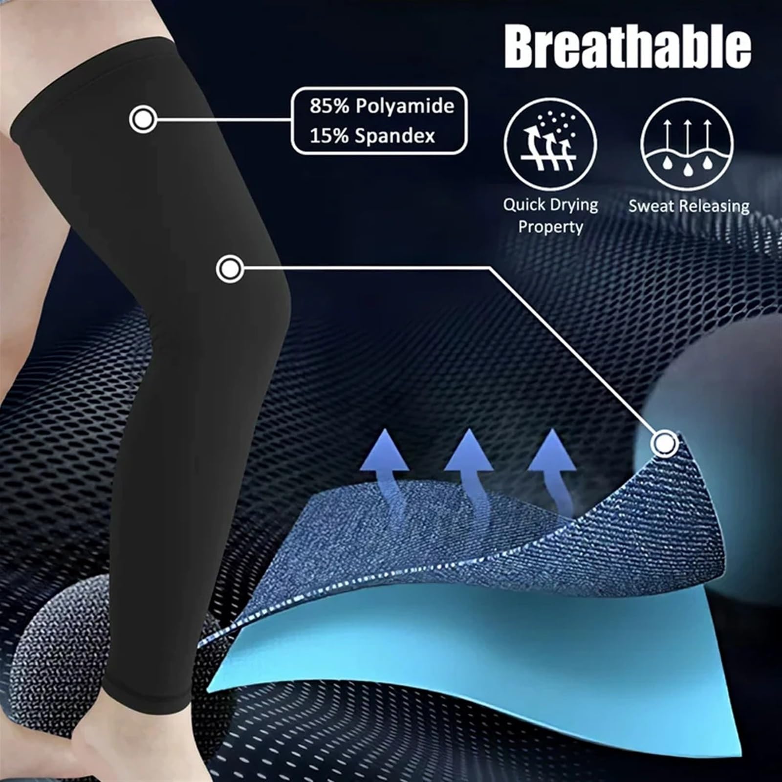 Maniche A Compressione Per Gambe – Fascia Elastica Per Coscia, Ginocchio E Polpaccio, Uomo E Donna, Per Sport (bici, Corsa, Basket)