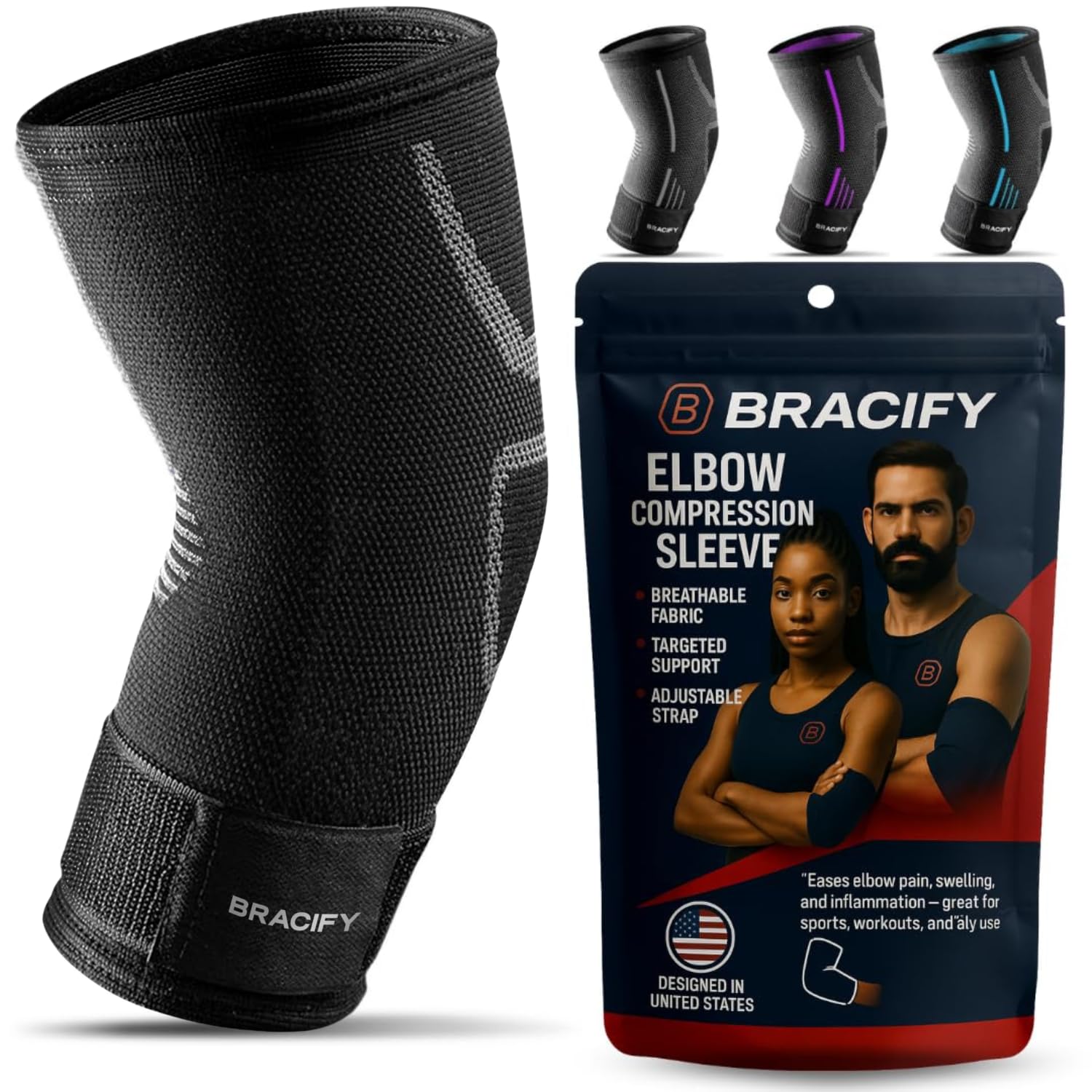 elbow brace for tendonitis and tennis elbow for women & men, arm compression sleeve for arthritis, workouts, weightlifting, reduce joint pain during fitness activity (black, small)