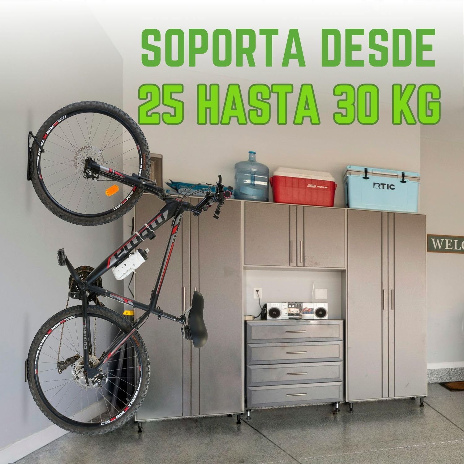 4 Soportes Para Bicicleta Pared con Protector De Pared| Gancho Bicicleta Hasta 30kg De Carga (4)