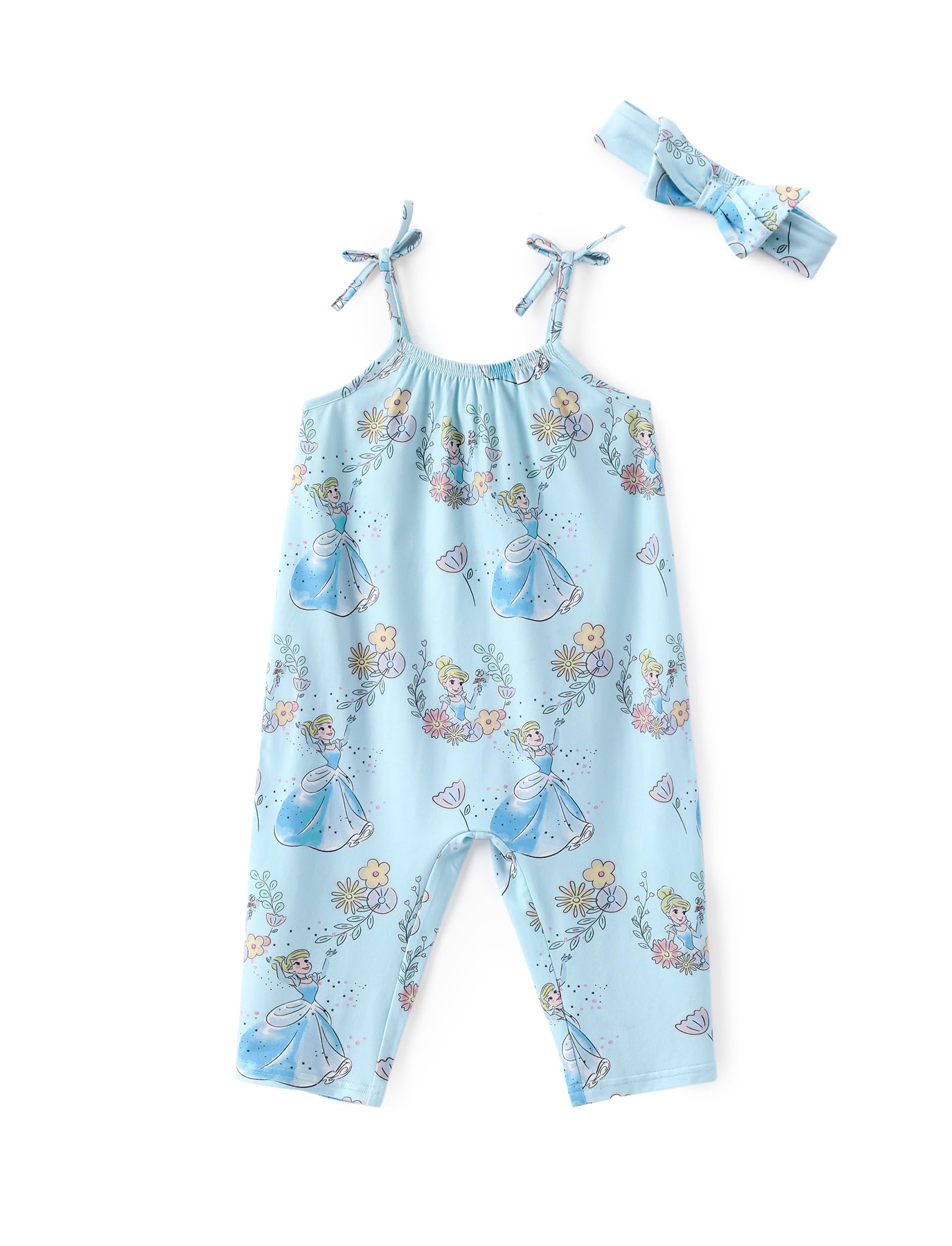 Disney Frozen Elsa Princess Minnie Stitch Marie Girls Romper with Bow Tie Strap and Headband Cute Jumpsuit for Baby &amp; Toddler