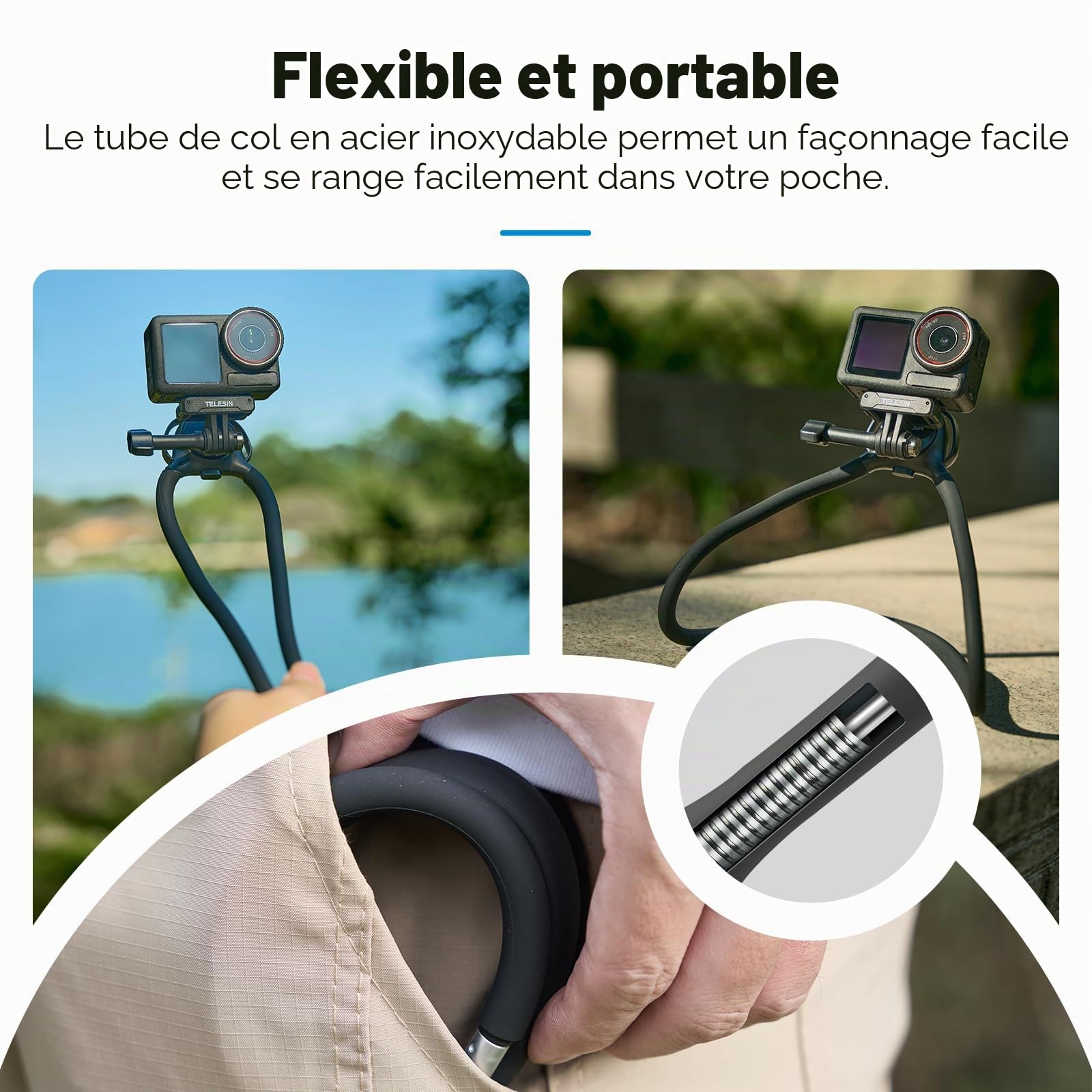 TELESIN SE 2.0 Support de Cou, Support magnétique pour iPhone et Android, Sangle de Poitrine, Support de téléphone vidéo POV Mains Libres pour iPhone 17 16 15 14 13, caméra d'action Android Samsung