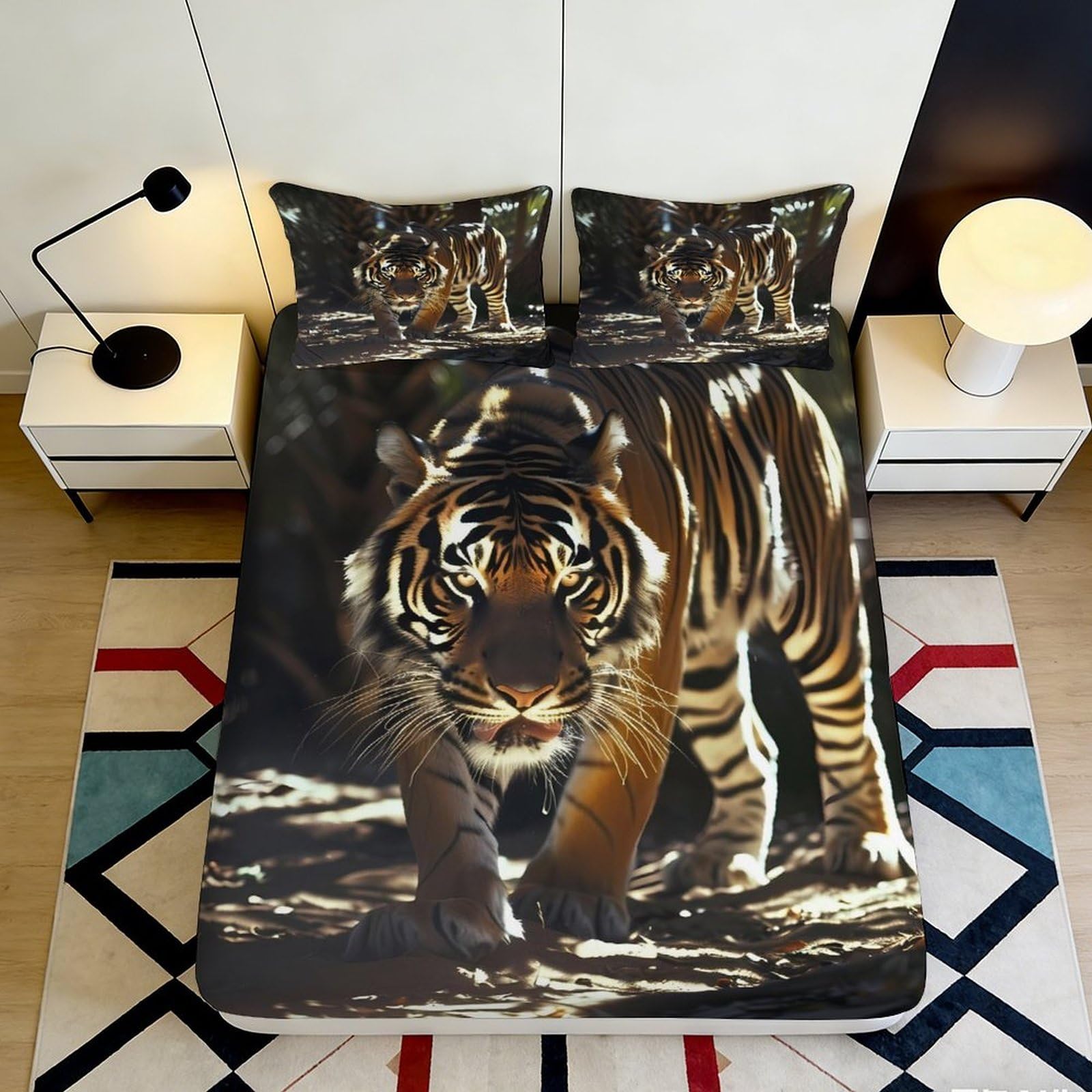 Jqzkxnhpbr Style-10 3D Printed Tiger Jungle Fitted Sheet Microfiber Soft Animal Pattern Bed Cover For Bedroom Dorm Mattress Decor 90X200x25cm