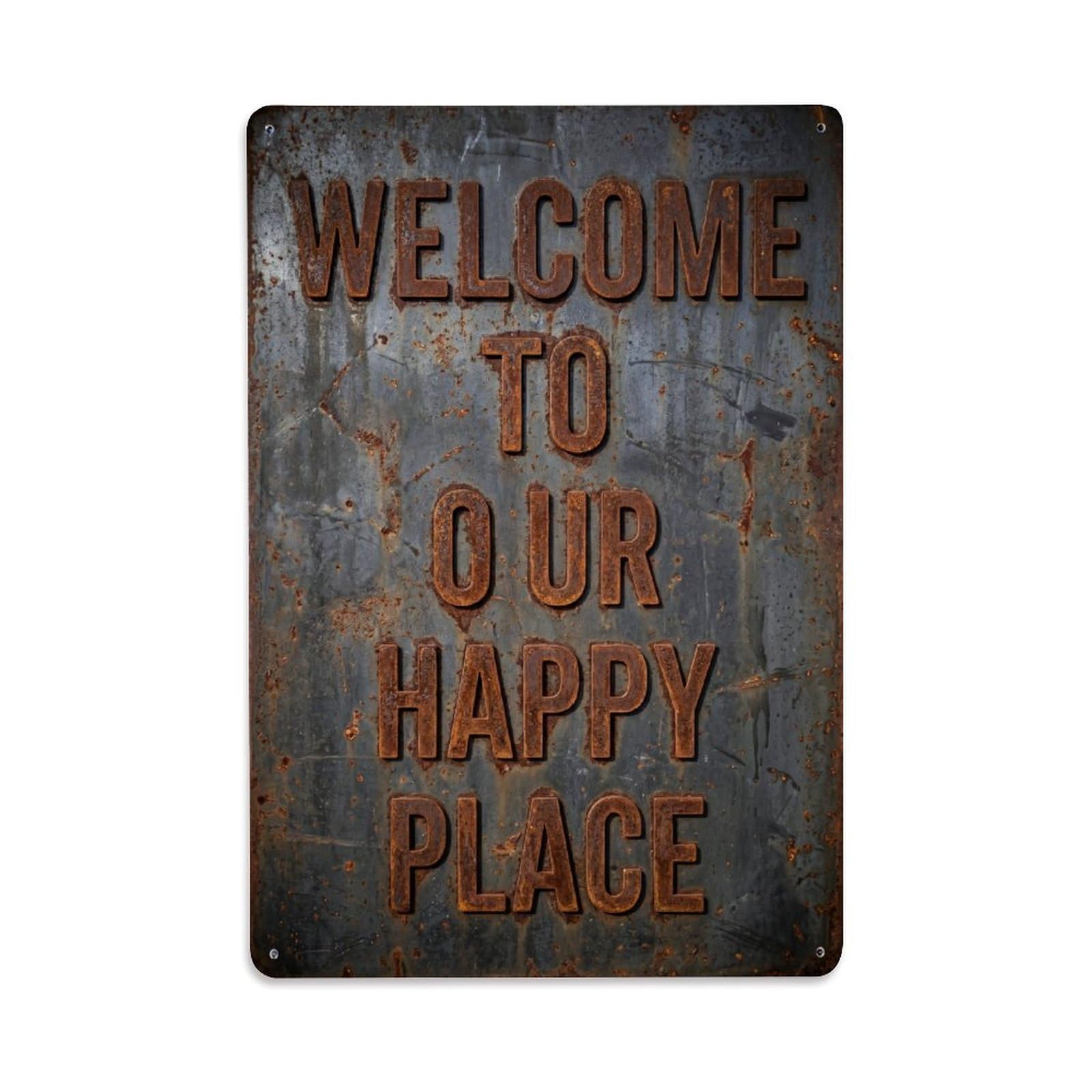 Welcome Rustic Hallway Typography Vintage Metal Tin Sign Plaque Wall Decor for Cafe, Club, Garden Metal Poster 8x12Inch