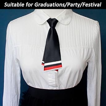 Mantieqingway Women Uniform Necktie Adjustable Strap Striped Pre-tie Ties