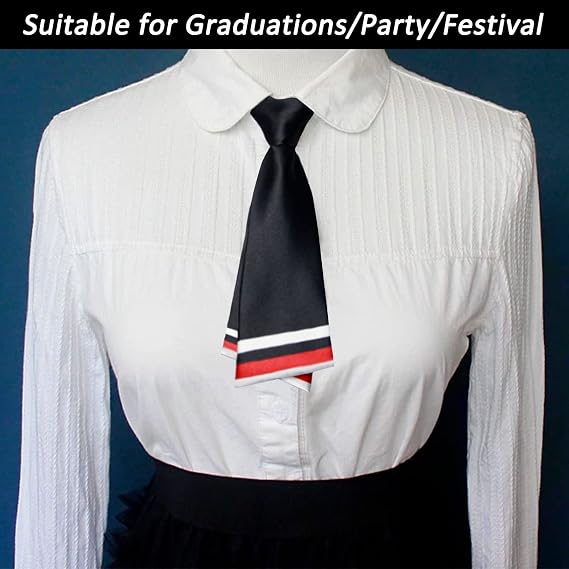 Mantieqingway Women Uniform Necktie Adjustable Strap Striped Pre-tie Ties