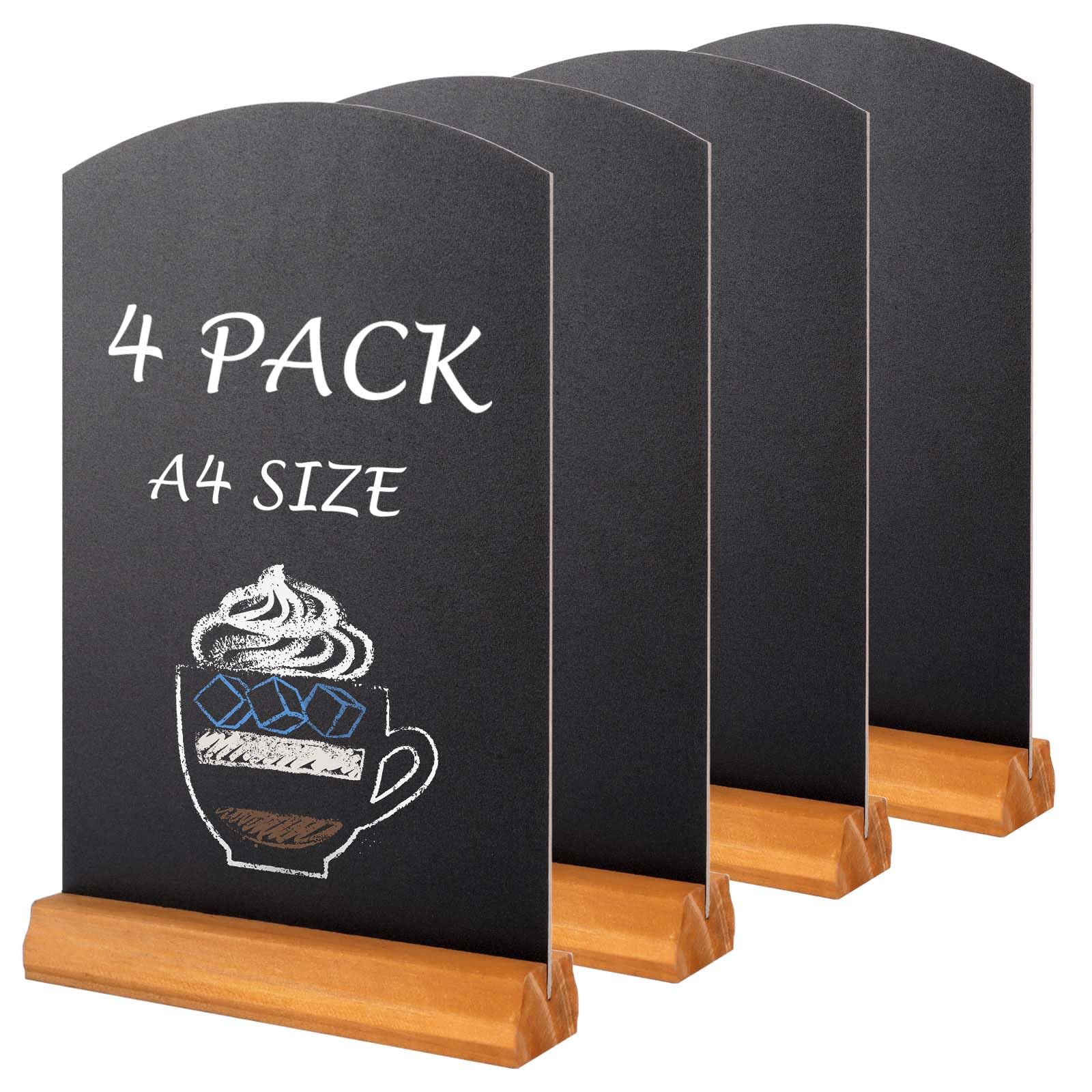 AHAQU 4PCS A4 Chalkboard, 11.8 x 8.6 Inch Tabletop Blackboard with Stand, Menu Chalk Board Sign for Wedding, Bar, Restaurant, Party