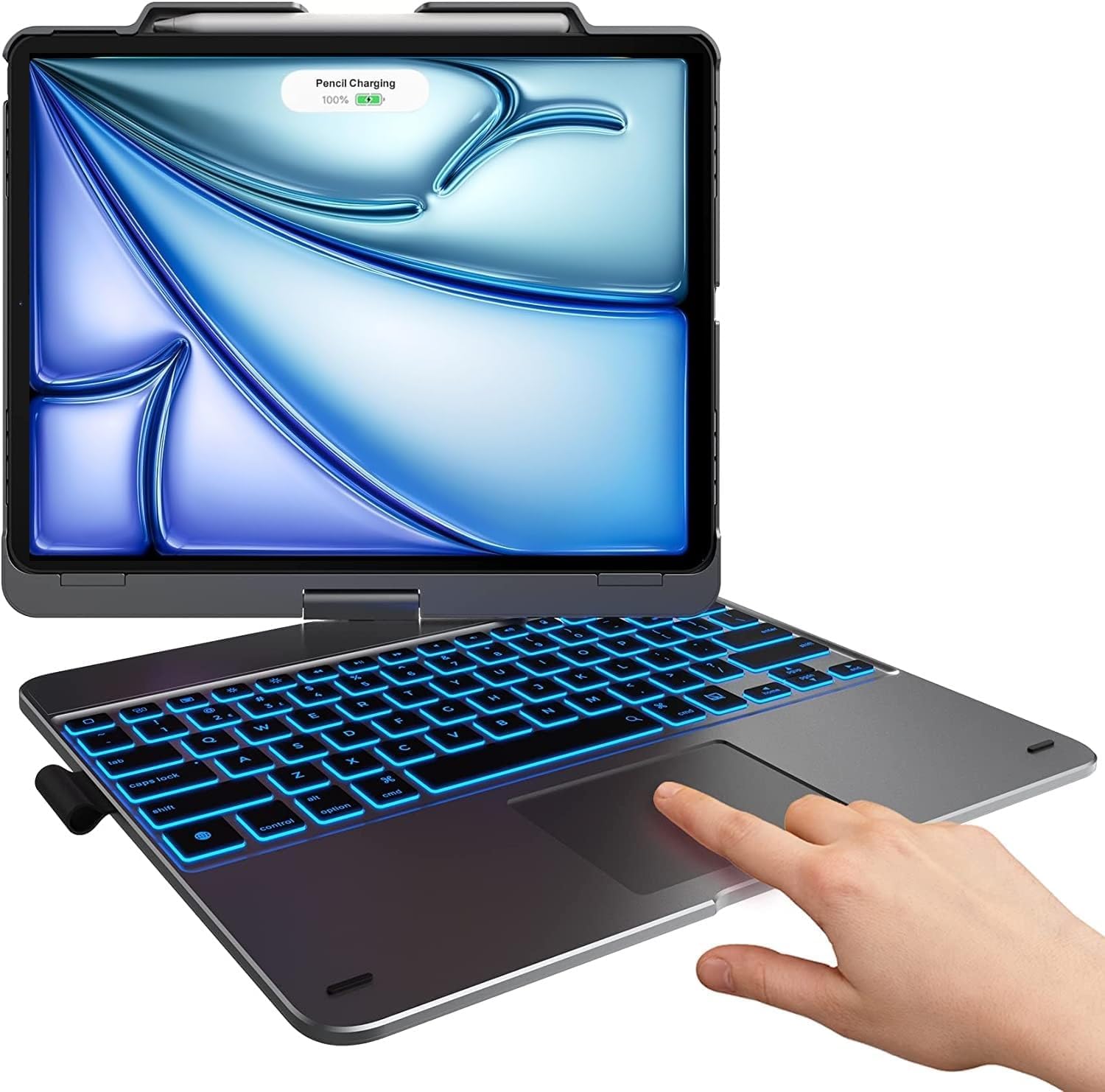 typecase Touch Case with Keyboard for iPad Pro 13-inch(M5/M4, 2025/2024), iPad Air 13 (M4/M3/M2, 2026/2025/2024) & iPad Pro 12.9 (6th/5th/4th/3rd) Trackpad, 360° Rotatable, 11-Color Backlit-Sp.Grey'26