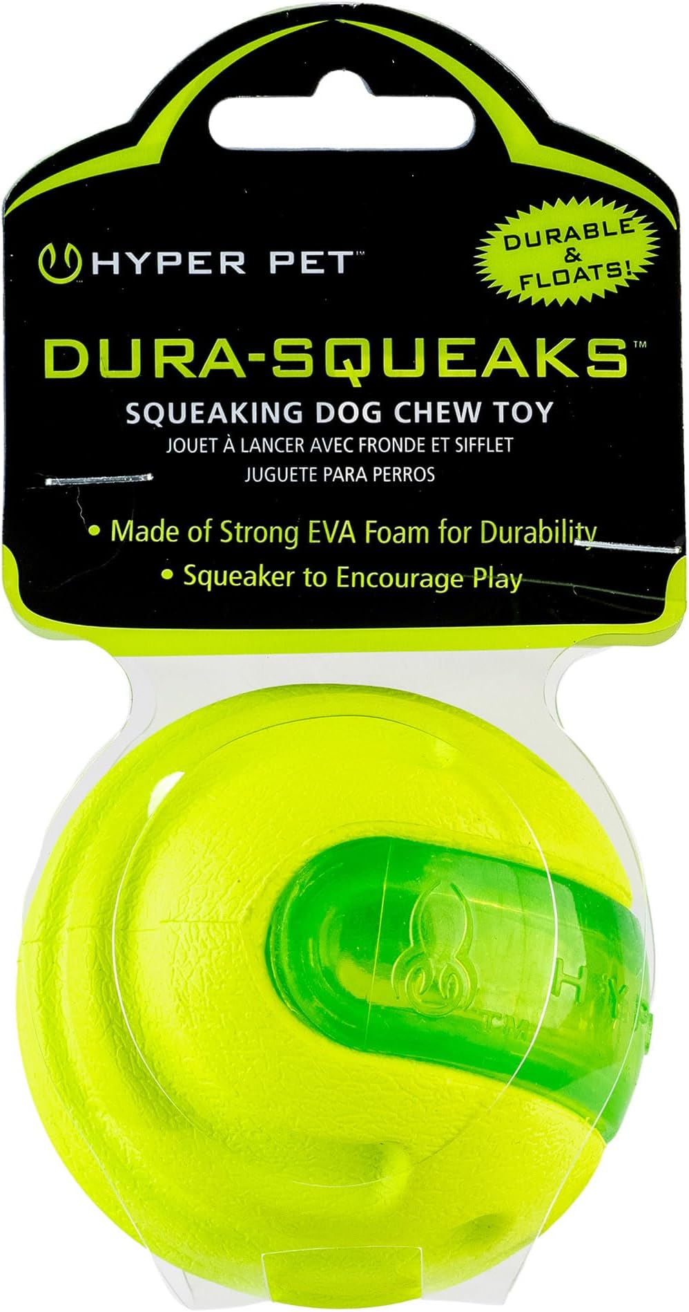 Hyper Pet Dura-Squeaks Sphere Interactive Fetch Dog Toy with a Squeaker Inside Made with TPR and EVA Foam that Floats in Water