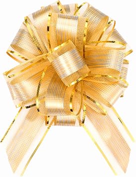 GWHOLE 30 PCS Gold Pull Bows for Gift Wrapping, 5 Gift Bows for Present Baskets Box Decorations DIY Craft Valentine Christmas Birthday Gift Wedding Decor