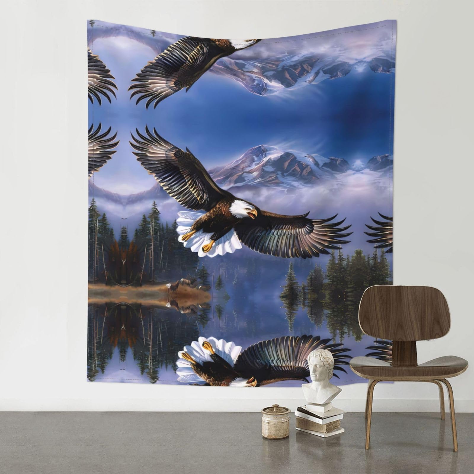 WHJSSF Flying Eagle Prints 60x51in Wall Tapestry Bohemian Throw Blanket Dorm Decor Beach Picnic Cover