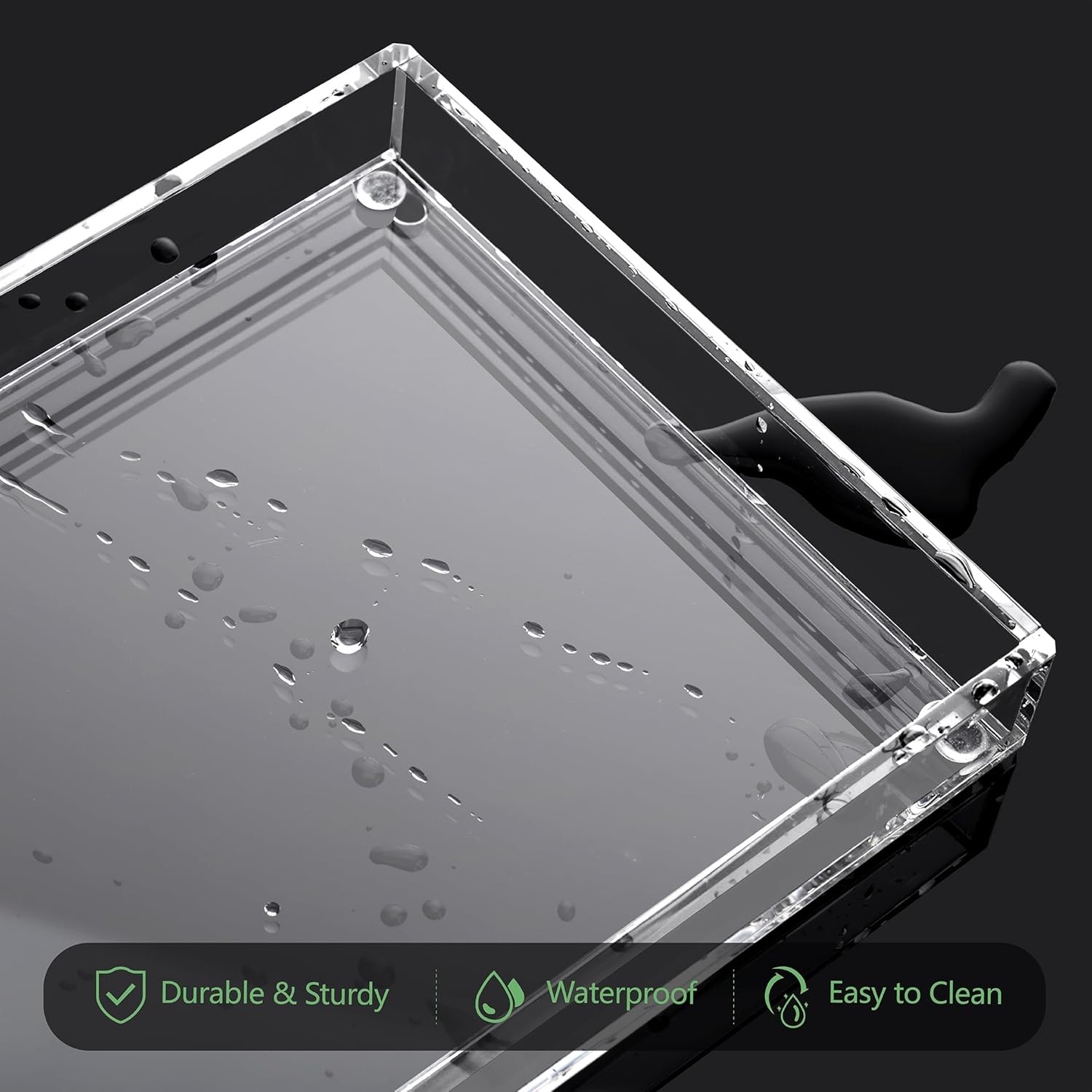 DINGHUO Bathroom Vanity Perfume Tray Acrylic Rectangle Soap Holder for Countertop, Clear Kitchen Sink Organizer for Candle, Jewelry, Keys - 1 Pack