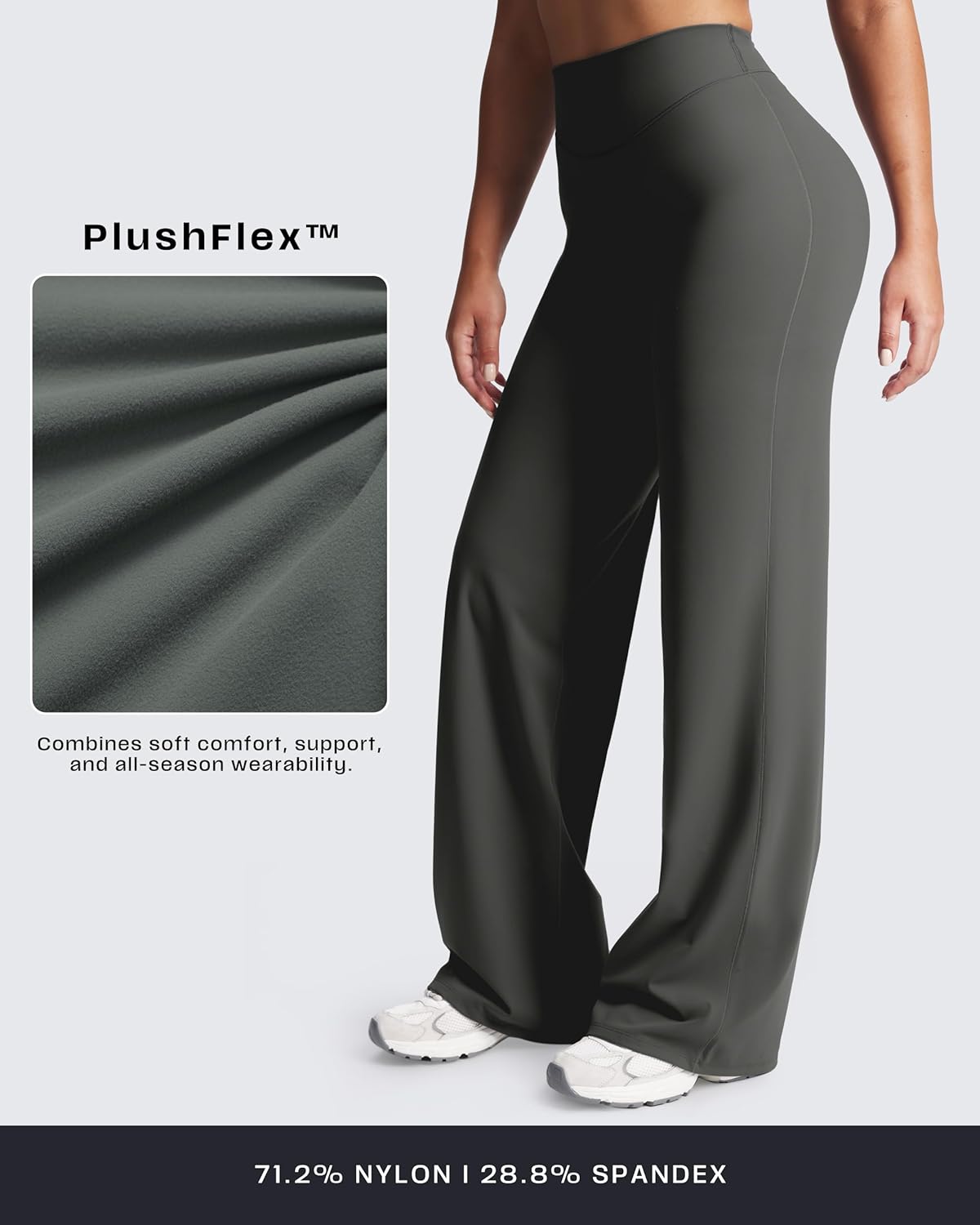 Aoxjox Women's Velura Straight Leg Yoga Pants, Buttery Soft PlushFlex™ Mid-Waist Wide-Leg for Workout & Casual Leggings