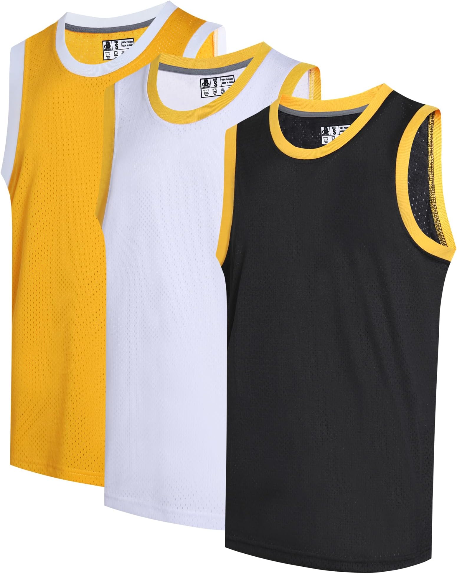 3 Pack Men's Blank Basketball Jerseys Mesh Performance Athletic Team Sports Uniforms Bulk Shirts