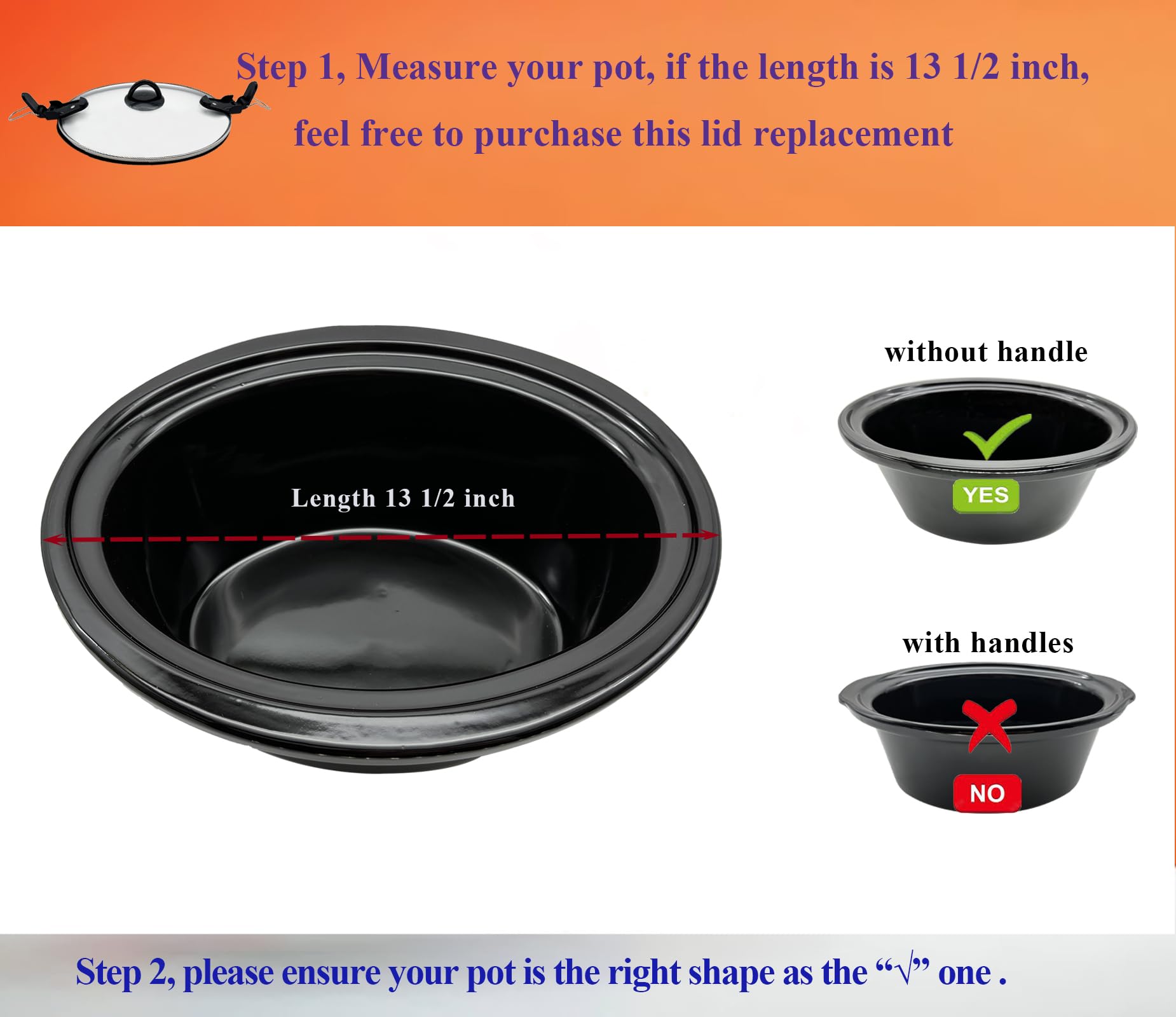 Slow Cooker Lid Replacement - Oval Glass -4