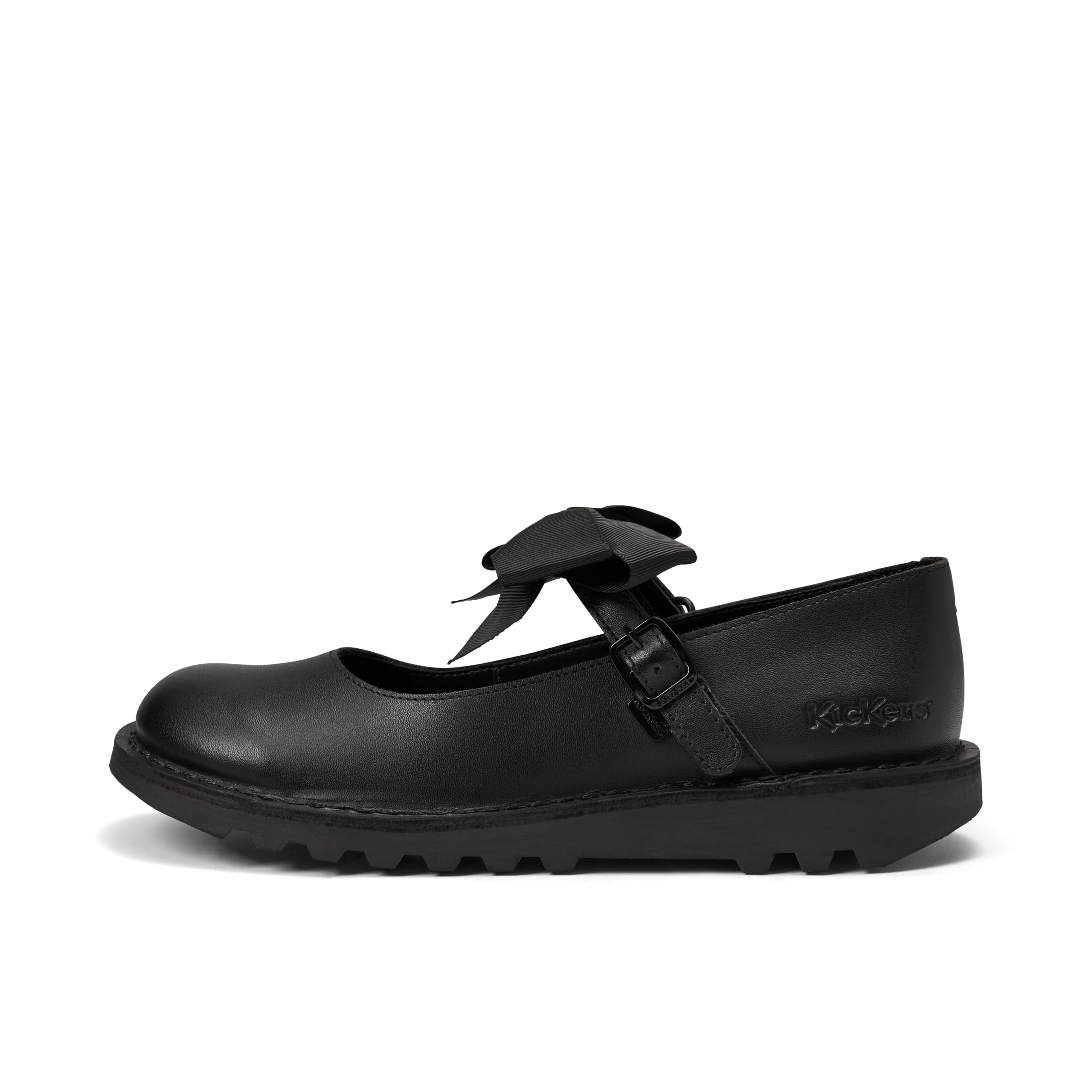 Kickers Kick Mary Jane Bow Shoe, Black, 3 UK Child