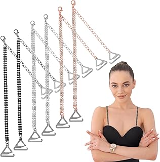 3 Pairs Simple Rhinestone Bra Straps Jewelry, Adjustable Rhinestone Invisible Shoulder Strap Anti-Skid Belt, Detachable Rhinestones Bra Shoulder Chain for Women Tops Dress