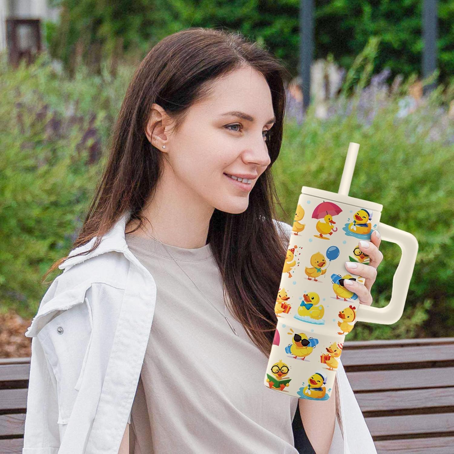 Hiboss Duck Gifts for Women Girls, Just a Girl Who Loves Duck Tumbler 24 Oz, Stainless Steel Insulated Rubber Ducks Mug Cup Stuff, Birthday Gifts for Ducks Lovers - Image 3
