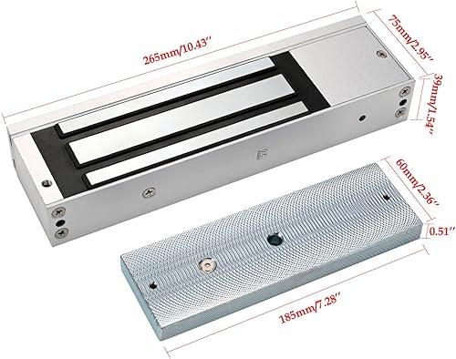 Miniatura 2 de Cerradura electromagnética con soporte Z y L 1200LBS 1,102.3 lbs fuerza de retención Cerradura de puerta magnética eléctrica 12V Modo NC a prueba de