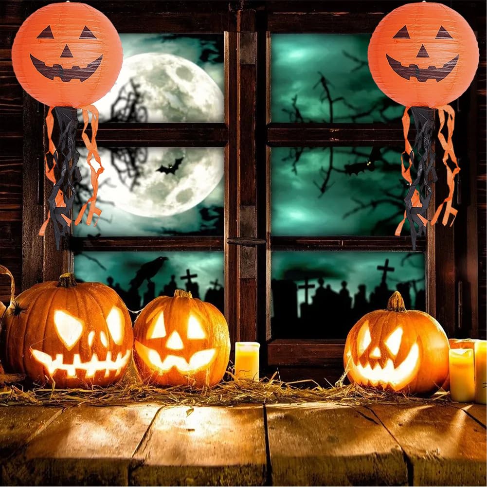 20 Lanternes Citrouille En Papier Halloween 20 Cm - Décoration Pour Fête, Jardin, Maison - Facile à Monter