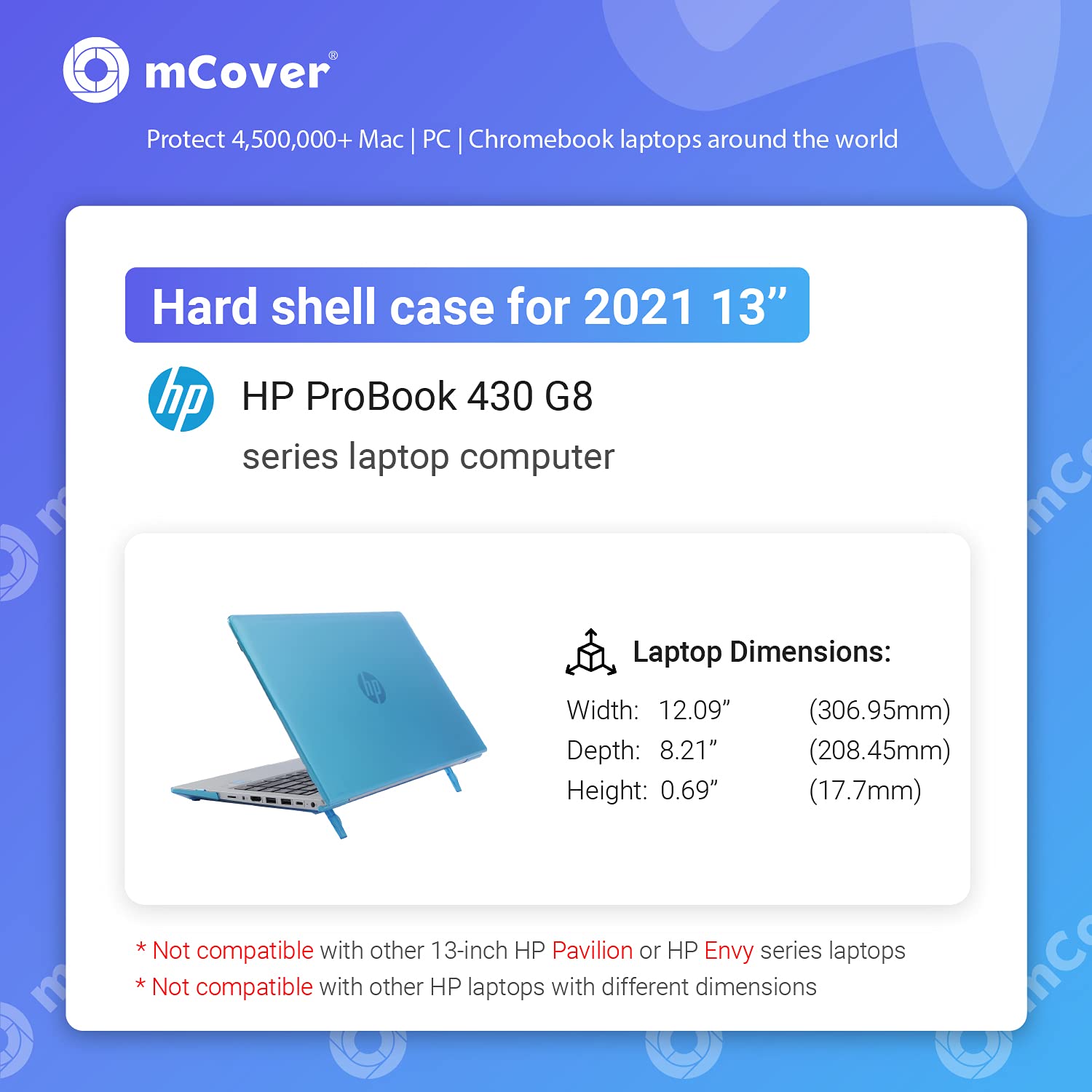 mCover - Cover rigida compatibile con HP ProBook 430 G8 da 13" (non compatibile con altri notebook HP ProBoook) (13", nero)
