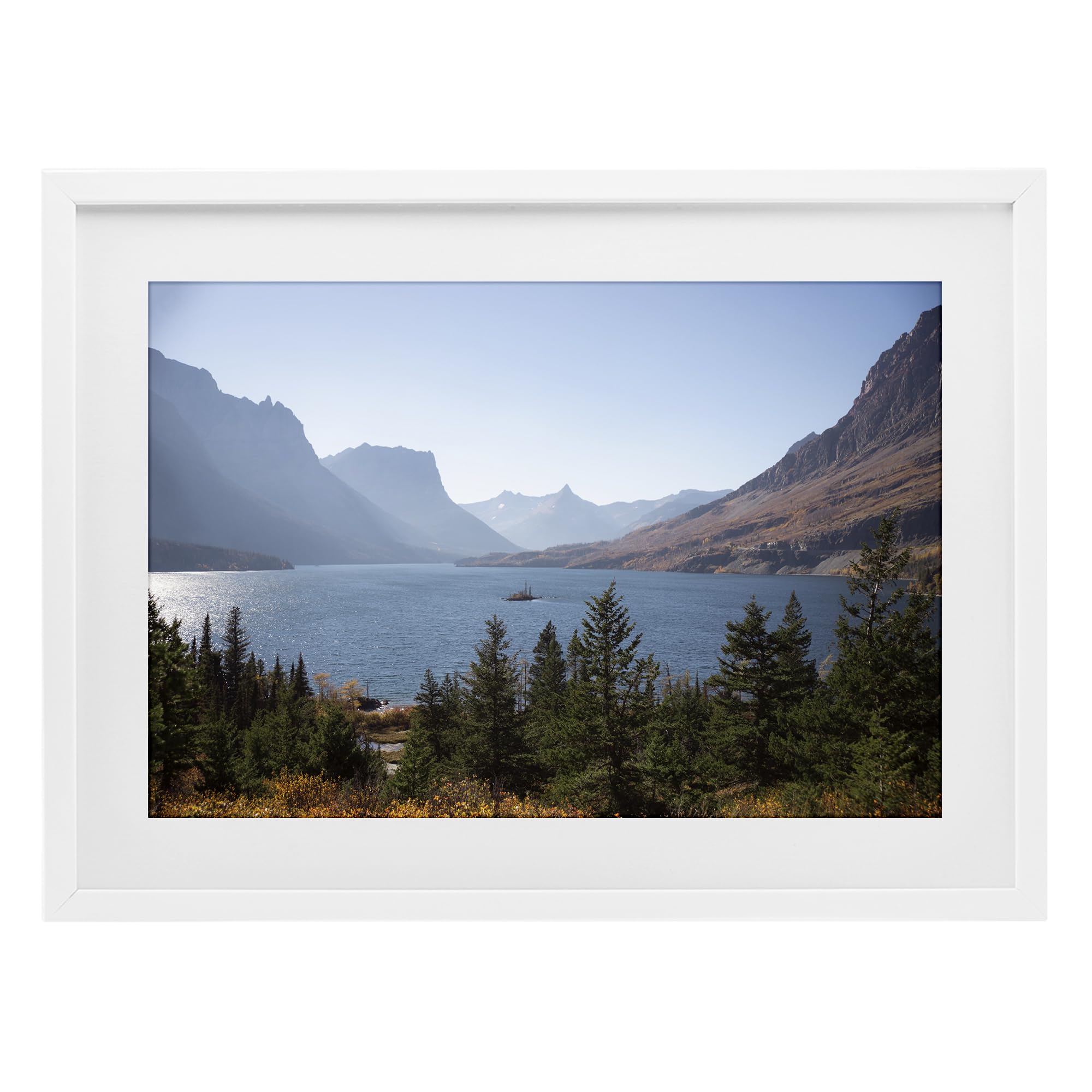 Stupell Industries Coastal White (Textured) Cliffs Overlooking Lake Serenity, 14 X 20 Inch Framed Print Under Glass