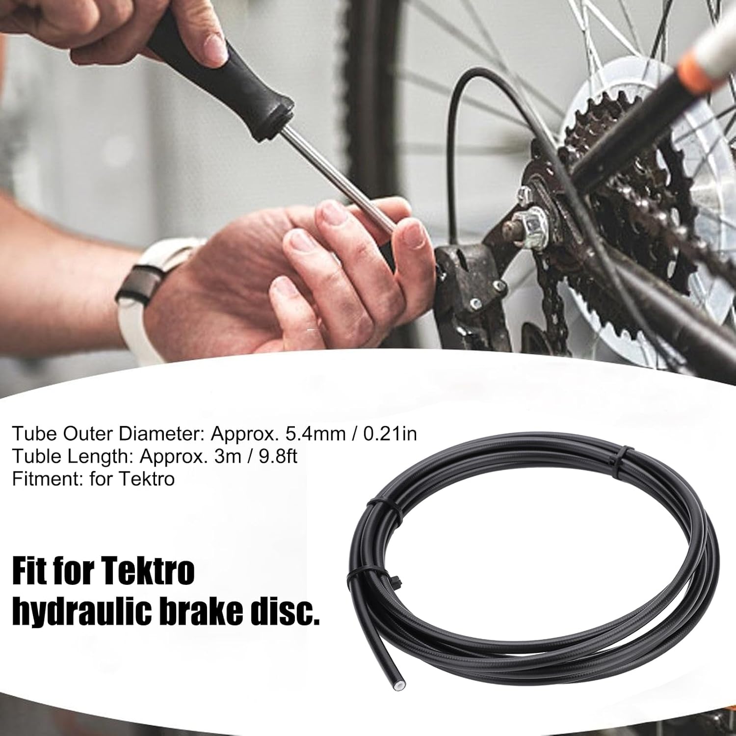 DIY 9.8f 5.4mm Bicycle Hydraulic Brake Hose Tube Set, Hydraulic Disc Brake Hose Tube with Olive Connector Inserts Set Accessory Brake Hose Kit for Bike