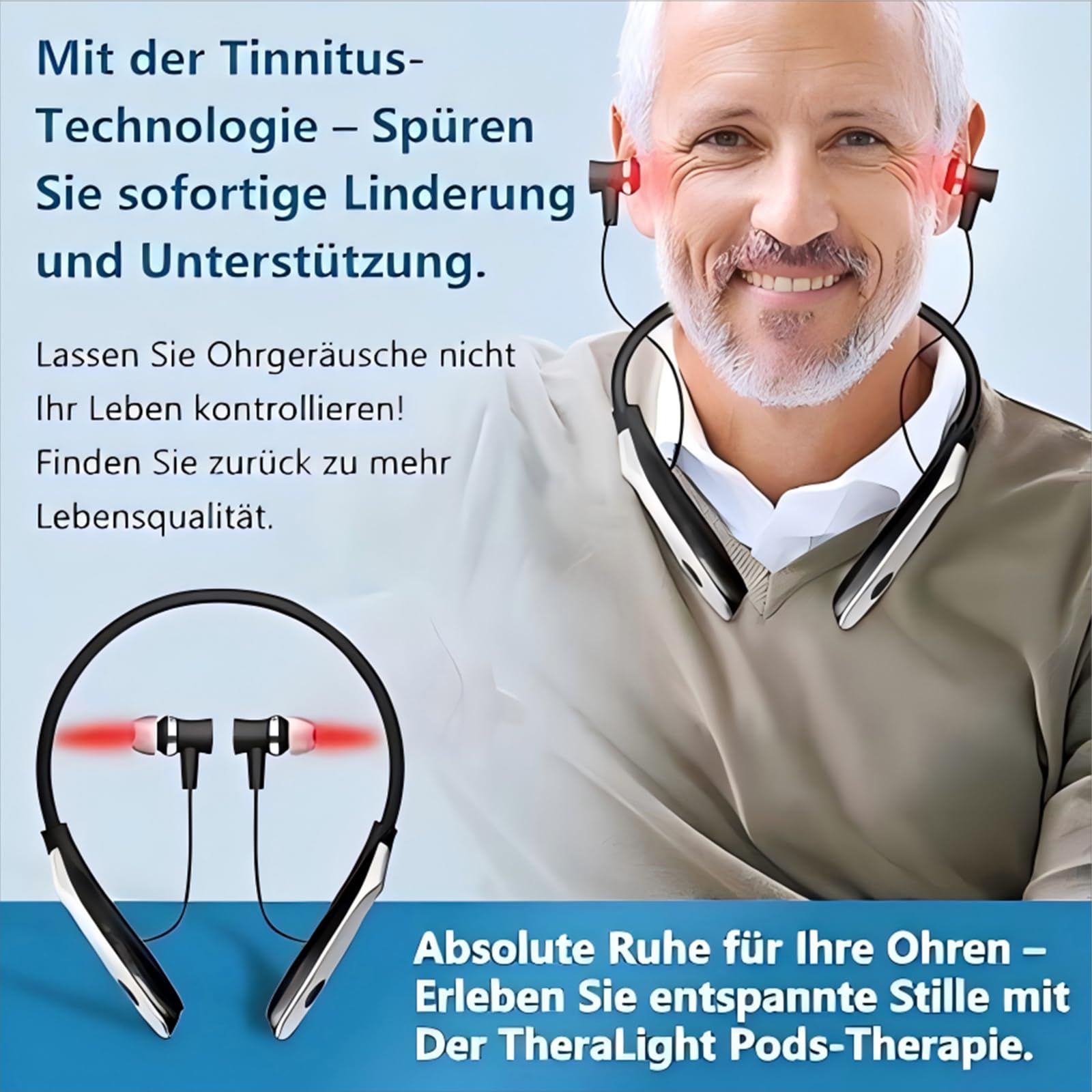 (2 en 1) Capsule luminothérapie silencieuse + apaisant respiratoire，dispositif nasal LED rouge acouphènes，embouts infrarouges，spray anti-acouphènes et écouteurs LED rouge contre les acouphènes (Weiß)