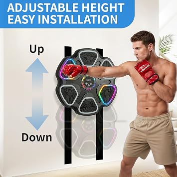 Music Boxing Machine for Adults & Kids, Interactive Music Punching Machine with 2 Gloves, Large Size Wall Mounted Electronic Boxing Target with 11 Modes & 9 Speeds for Home, Office and Gym