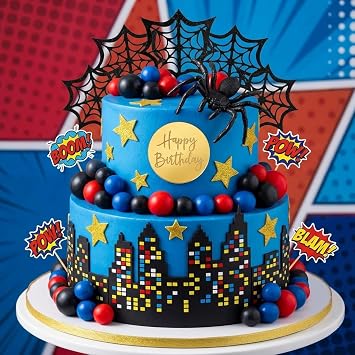 Spider Cake Topper Superhero Themed Birthday Decorations