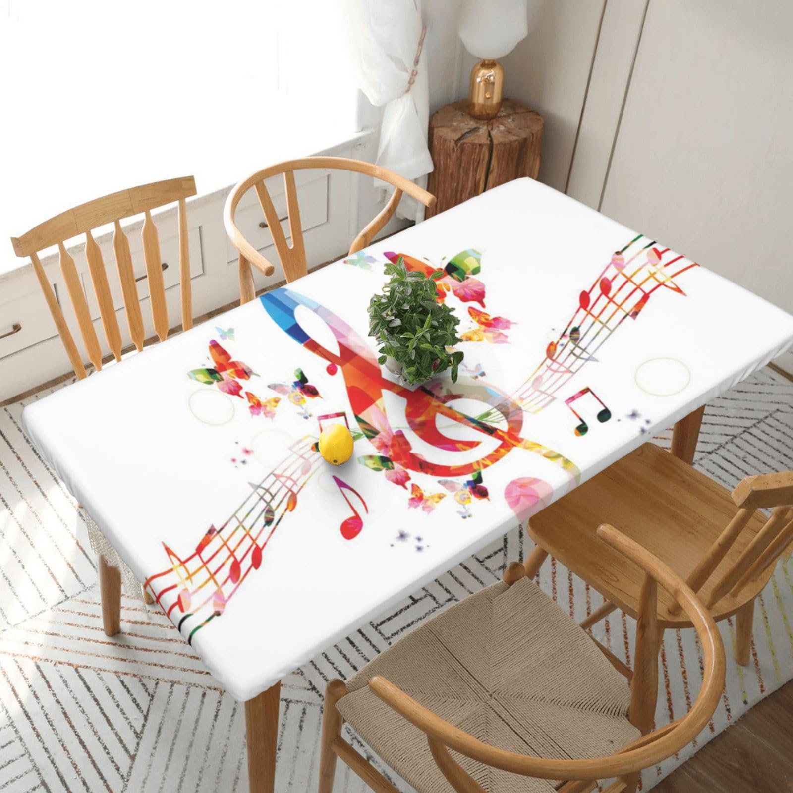 BNVSADC Musica Butterfly Printed 5FT Tablecloth Polyester Kitchen Water Resistant Table Cloth Dining Table Decoration Table Covers, 152x76 CM