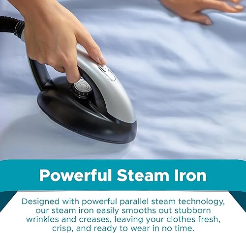 Miniatura 5 de Steam & Go - Vaporizador y plancha todo en uno, vaporizador a presión para ropa con tabla de planchar y colgador de ropa, vaporizador de tela de